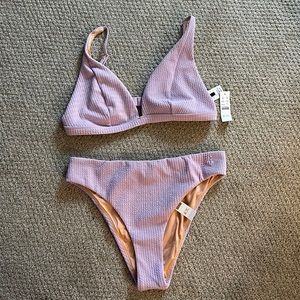 J Crew Textured Plunge Bikini Set (L bottom, XL top) BOGO